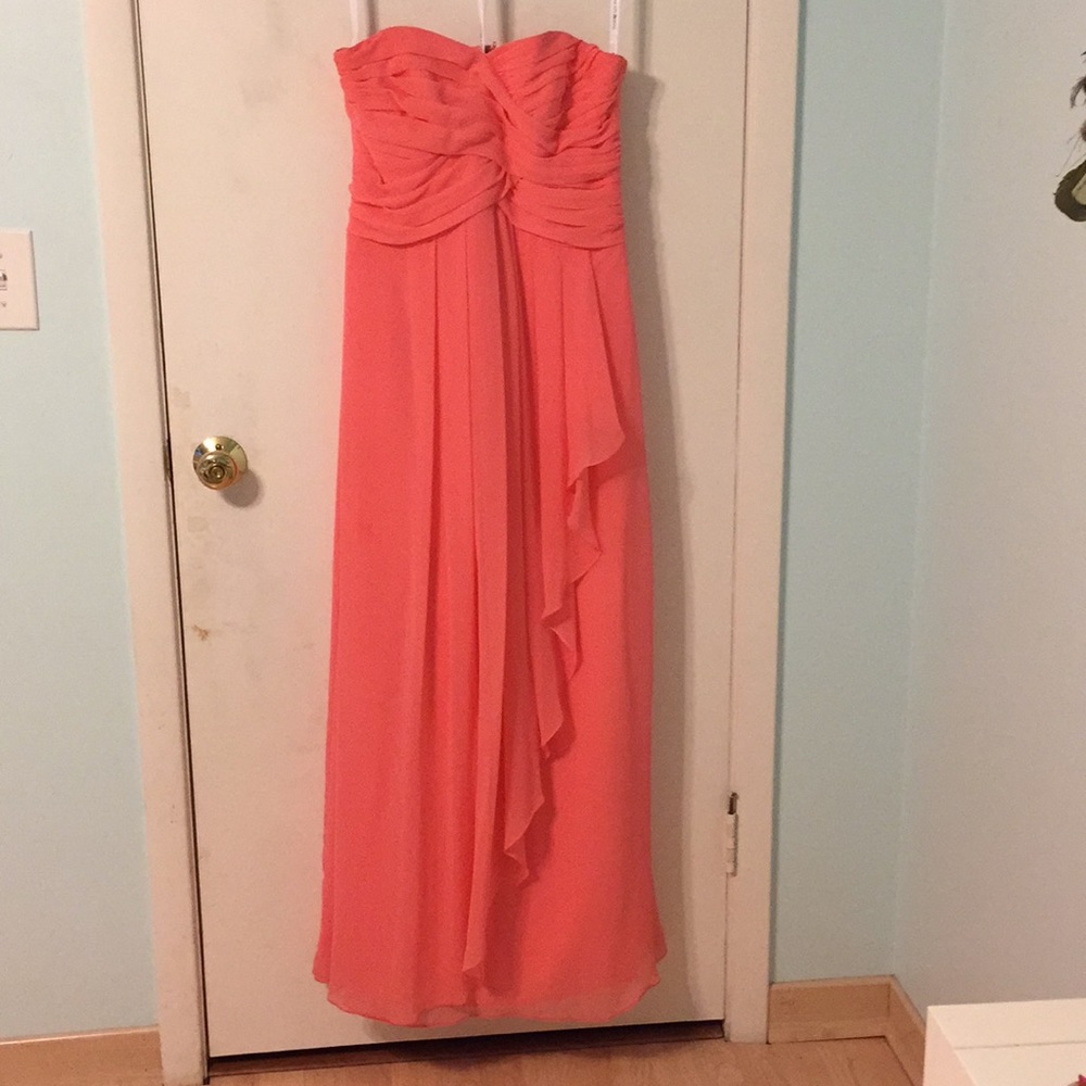 Coral reef David’s bridal bridesmaids dress
